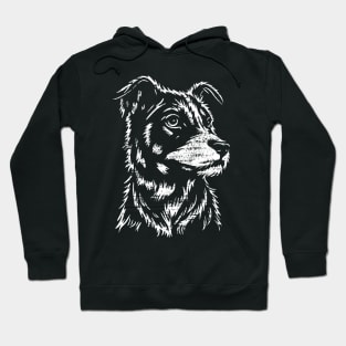 Minimalist Mongrel Dog Head - distressed Hoodie